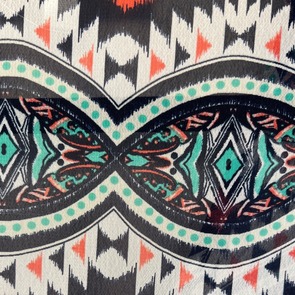 Francesca’s | Geometric Tribal Print Pattern Design Swim Cover Up Sheer - Picture 5 of 7